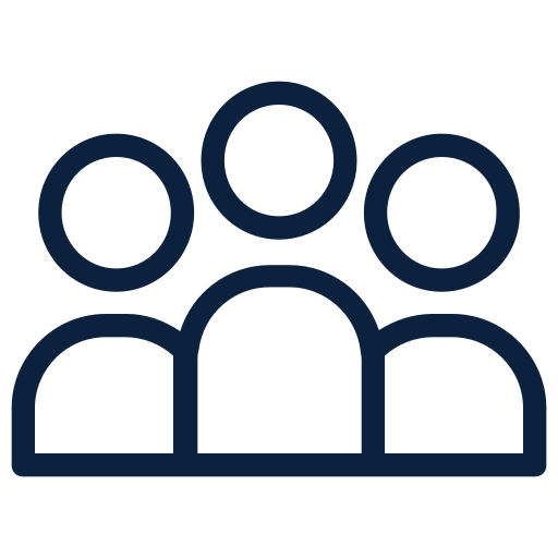 Group of three people icon representing a team or users set together